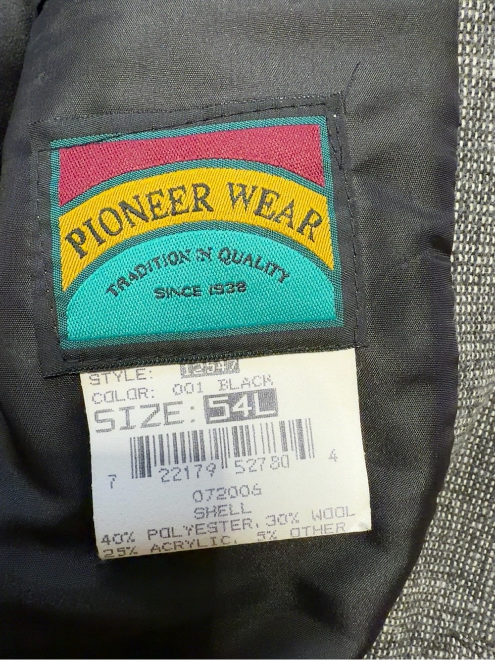 Vintage Pioneer Wear Western Sport Coat Blazer 54L USA Gray Black Cowboy Rodeo - Picture 9 of 11